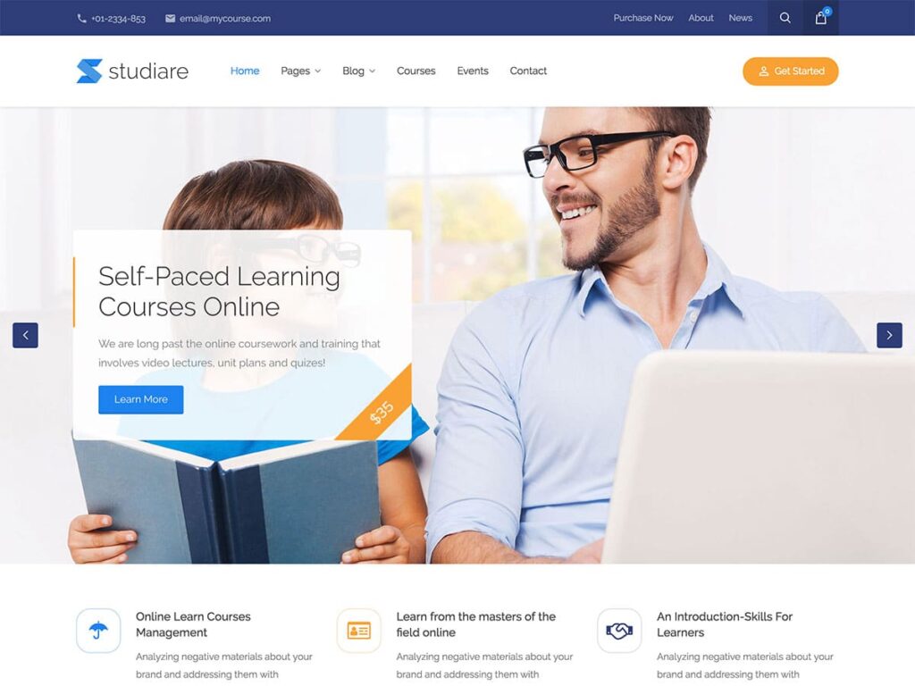 wordpress theme for online courses